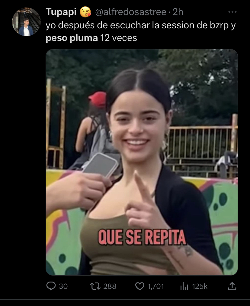 Meme sobre la nueva canción de Peso